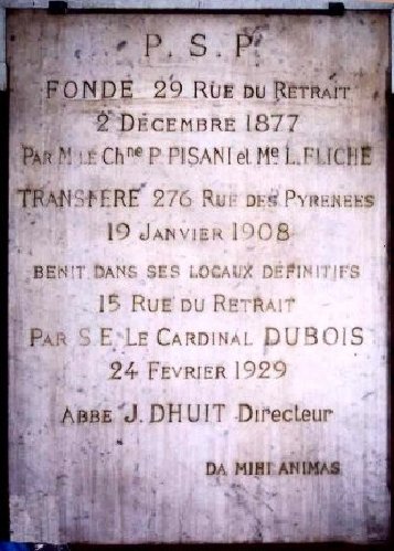 Plaque de fondation du PSP