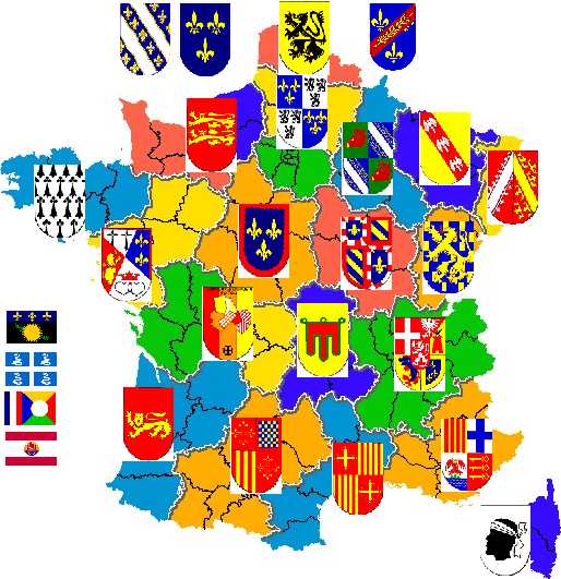 Carte des blasons régionaux