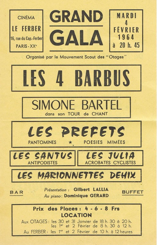 Pgrogramme du Grand Gala de la 177e Oaris le 4 février 1964.