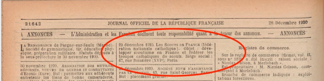 A quelle date furent fondés les Scouts de France ?